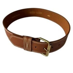 Linda Allard, Ellen Tracy Brown Genuine Leather Belt With Gold Buckle